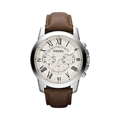 Men's brown round chronograph watch fs4735
